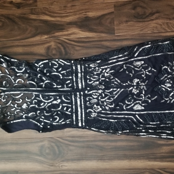 M-Boutique: minuet - Navy Blue Sequin Midi Dress - Picture 3 of 5